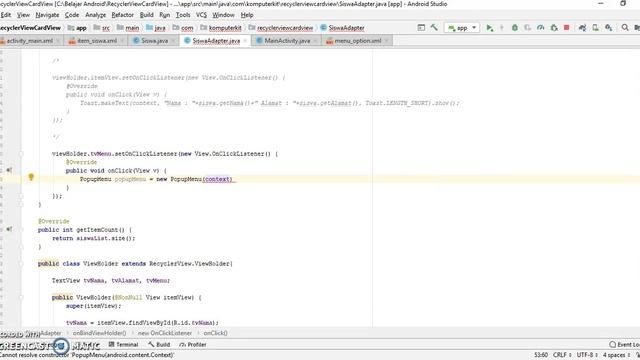 24. Android Studio Untuk Siswa SMK - Android RecyclerView - 5 - Menambahkan Menu Option смотреть онлайн