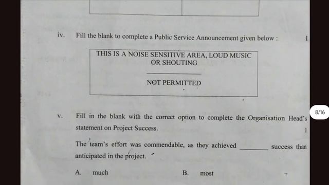 class 9 english annual paper morning shift 2024 / 1/03/2024 / english paper class 9 final exam /doe