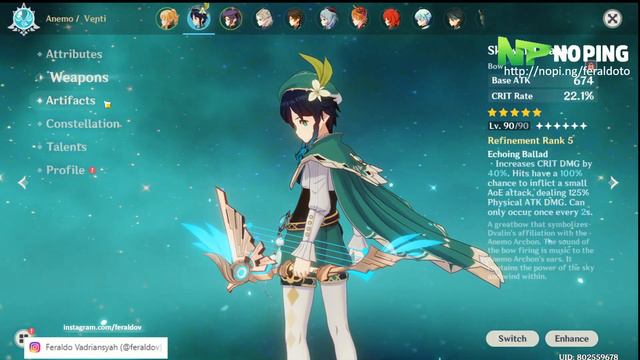 Venti 180K Elemental Skill | True Anemo Archon not full Power. | Genshin Impact End Game смотреть онлайн