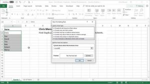 Excel - Conditional Formatting find duplicates on two worksheets by Chris Menard