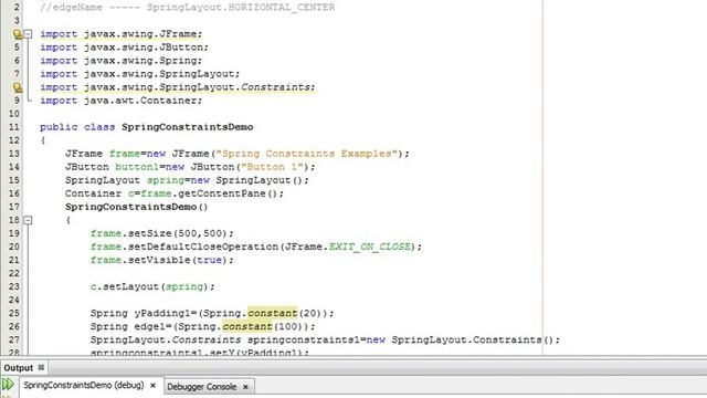 Java Programming Tutorial -SpringLayout.Constraints-17- public void setConstraint(String edgeName ,