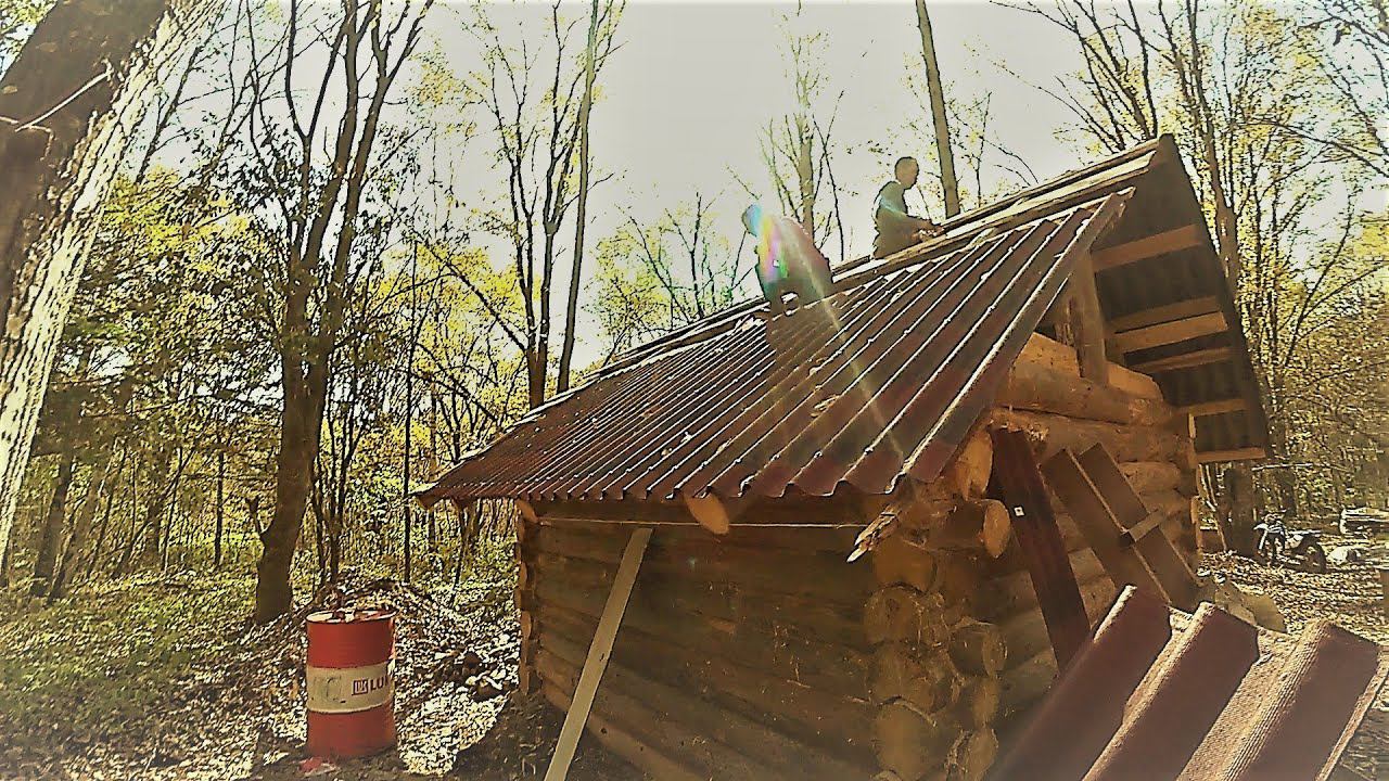 Крыша на бане готова. Распаковали шикарную печь. Немного о загадочном пне). Таежная кулинария. смотреть онлайн