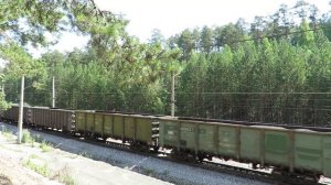 Грузовой поезд с углем, электровоз 2ЭС6 "Синара"