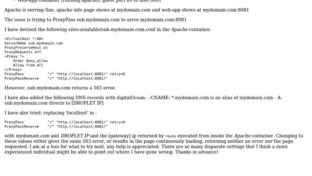 DevOps & SysAdmins: Apache ProxyPass Docker Containers Returning 503 смотреть онлайн