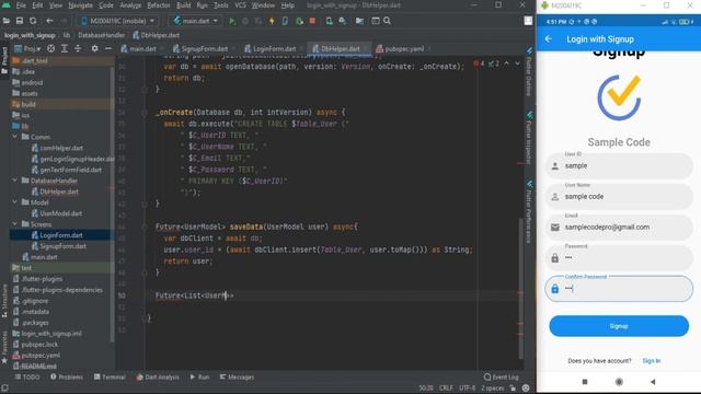 Flutter Login, Signup with Sqlite DB - 3 by Sample Code | Flutter Tutorial | Flutter 2021 смотреть онлайн