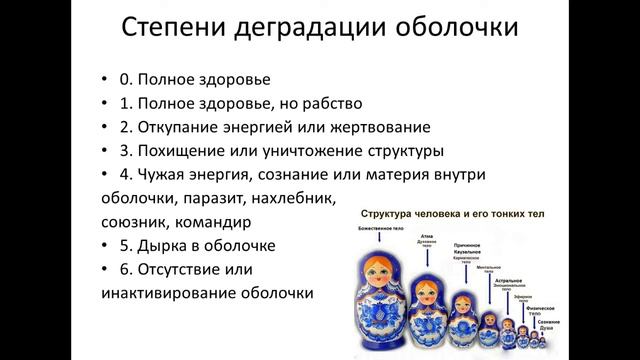 5. Определение матрёшки человека. Степени деградации оболочек