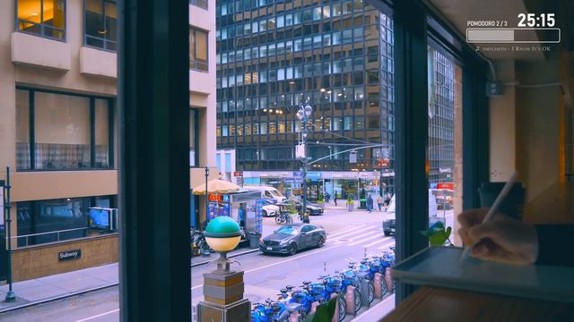 3-HOUR STUDY WITH ME 🚕 _ Pomodoro 50-10 _ 🎵 Calm LOFI Music [Music ver.] in New York City