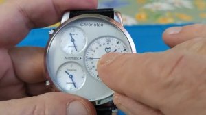 Modern vintage watch CHRONOTAC with three dials Современные часы с тремя циферблатами