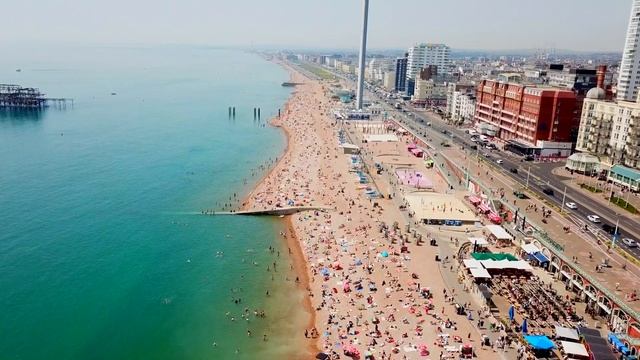 Brighton Beach, England By Drone 2022 .4K