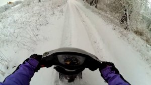 ДРИФТ ЗИМОЙ На Хонда Дио и Квадроцикл CForse 450S Покатушка от первого лица )