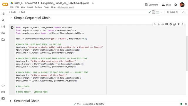 LangChain OpenAI Python | Tutorial | LLM Chain, Simple Sequential Chain, Sequential Chain - P8
