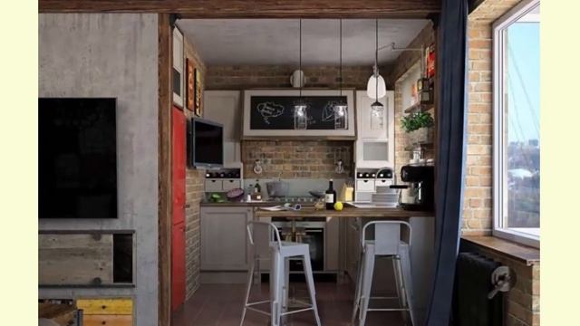 ТОП 10. Кухня Лофт в хрущевке. Маленькая кухня лофт. смотреть онлайн