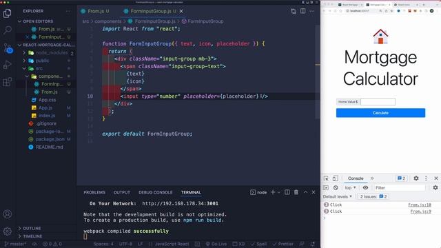 React Project Tutorial | useState Hook | ReactJS Mortgage Calculator App