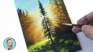 Как нарисовать лес в солнечном свете. Акриловая живопись. Пейзаж
