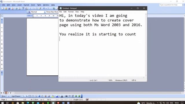 How to Create Cover Page using Microsoft word 2003 and 2016 || Easy Steps