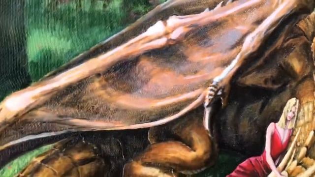 IMG 97331 Картина маслом дракон и девушка. Фэнтези дракон. Барельеф дракона. Картина на заказ. смотреть онлайн