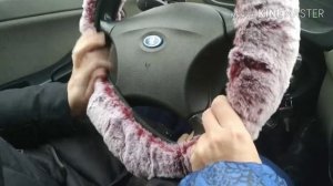 КИТАЙ! Зимний чехол на руль авто из искусственного меха кролика.