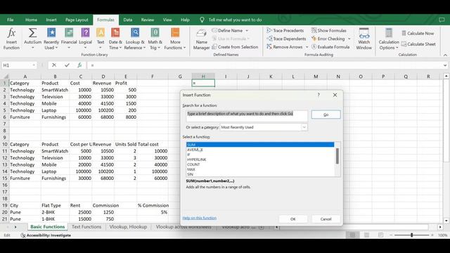 Formulas and Functions in MS Excel (Part 1) - Mathematical and Statistical Functions