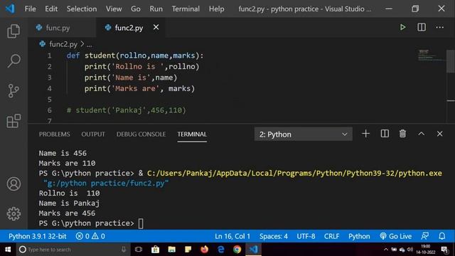 Functions in Python | Keyword Arguments | Default Arguments | Passing List as an argument