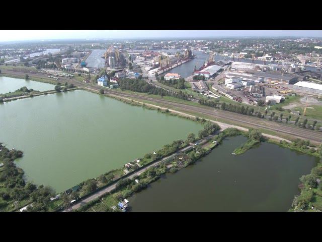 Аэро обзор Калининградский торговый порт, ул. Суворова, Нансена, Чаадаева, Портовая смотреть онлайн
