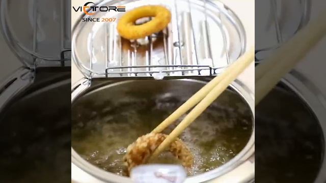 304 stainless steel Japanese style deep fryer pan with lid thermometer kitchen cookware pots