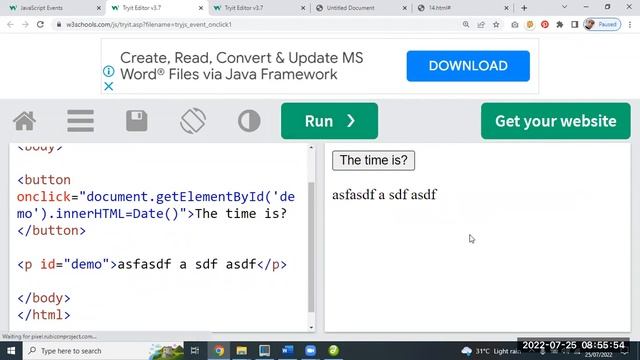 JavaScript Events and Objects