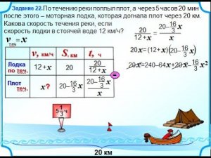 8 класс. Задача на движение по реке плота и лодки