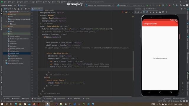 Listing all asset audio files into  List view and play  them on item click flutter tutorial