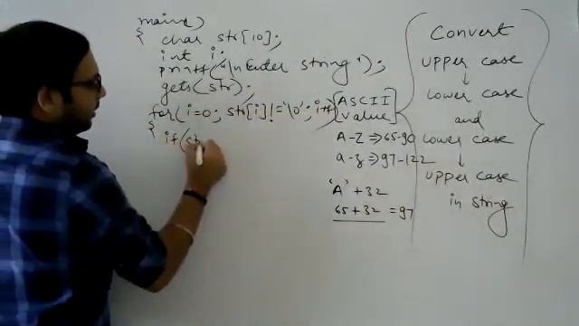 Convert upper case into lower case and lower case into upper case in String in C language