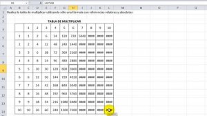 Excel 2010 Básico Ejercicio 12 - Tabla de multiplicar