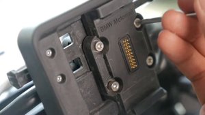 BMW GS 1250 cockpit cleanup. Stock GPS Cradle to quadlock mount.