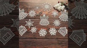 Снежинки крючком. Домик крючком. Ангел крючком. Схема домика. Схема ангела. Новогодний декор.