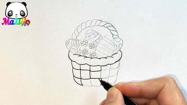 Как нарисовать Пасхальный рисунок - Корзину с пасхальными яйцами | How to draw Easter Eggs Drawing