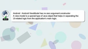 Android : Android ViewModel has no zero argument constructor