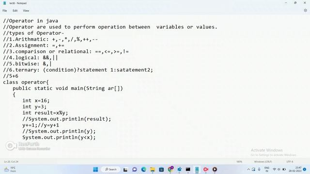 Java Operator || Java tutorial || part 8..