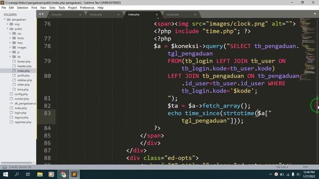 #Part 11 - Menampilkan Isi Data Laporan Pengaduan Dari Database LEFT JOIN 3 Table