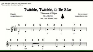 "В небе звездочка сияй" - на пианино и по нотам.