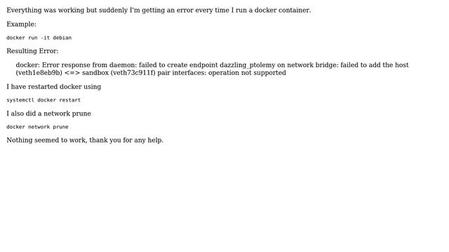 Unix & Linux: docker: Error response from daemon: failed to create endpoint - failed to add host смотреть онлайн