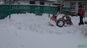 Уборка СНЕГА МОТОБЛОКОМ. Не успел сделать роторный...