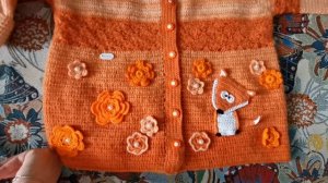 8)Кофточка крючком для девочки. Аппликация кофточки.