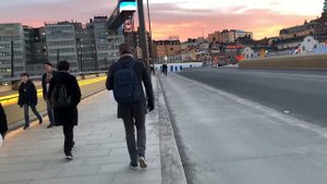 Stockholm Walks: Beautiful Sunset walk on busy streets from Järntorget, Old Town, to Söderhallarna.