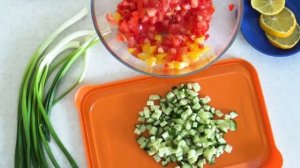 Очень быстрый Салат из Сладкого Перца, Огурца и Помидора.