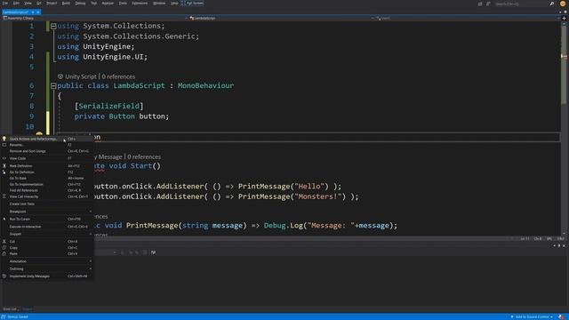 C# for Unity - What are Lambda Expression and Delegates?