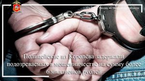 Полицейские из Королёва задержали подозреваемых в мошенничестве на сумму более 6 миллионов рублей