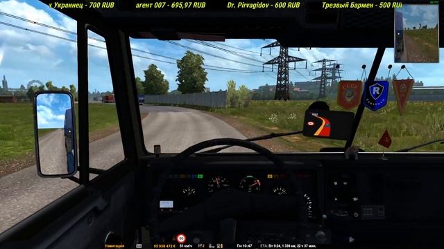 ETS 2(1.36) На Камаз-5410 по карте RusMapy. Пинск-Кандалакша смотреть онлайн