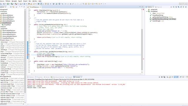 eclipse workspace ihiFhirAssignment src main java assignment SimpleRead java Eclipse IDE 2019 0 смотреть онлайн