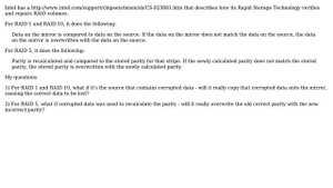 Intel RAID verification and repair