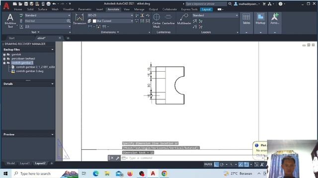 Tutorial autocad M. Alhadit Pramana 2301030011 смотреть онлайн