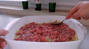 Картофельная бабка в духовке с фаршем.