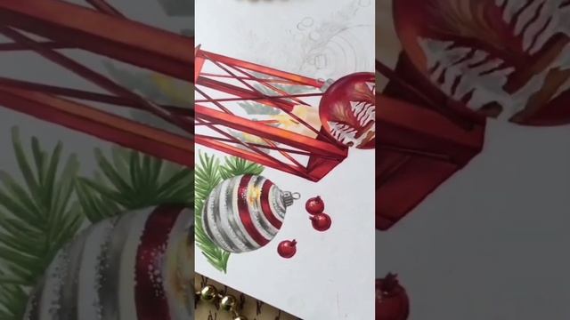 How to draw a Christmas candle with SKETCHMARKER BRUSH PRO markers. Tutorial.